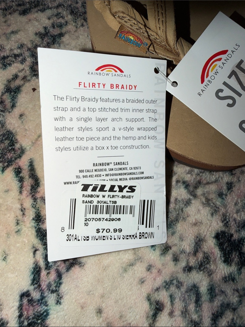 Rainbow Women’s Braided Strap Tan Flip Flops - Picture 3 of 3